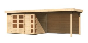 Product detail of Dřevěný domek KARIBU KERKO 4 + přístavek 280 cm včetně zadní stěny (9191) natur LG2977