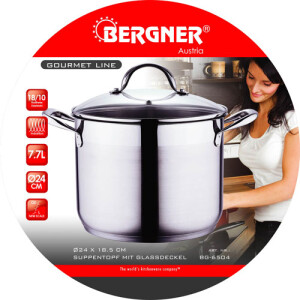Product detail of BERGNER Hrnec nerez s poklicí 24 cm Gourmet BG-6504
