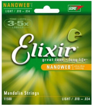 Product detail of Elixir 11500 NANOWEB Mandolin 80/20 Bronze .010-.034