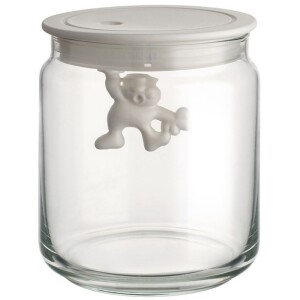 Product detail of Dóza na potraviny GIANNI 750 ml, bílé víčko, sklo, Alessi