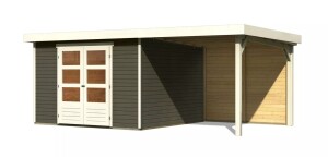 Product detail of Dřevěný domek KARIBU ASKOLA 6 + přístavek 240 cm včetně zadní stěny (23505) šedý LG3286
