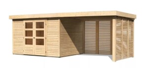 Product detail of Dřevěný domek KARIBU ASKOLA 5 + přístavek 280 cm včetně zadní a boční stěny (9163) natur LG3284