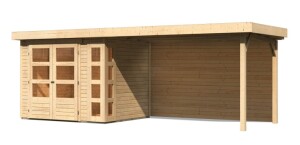 Product detail of Dřevěný domek KARIBU KERKO 3 + přístavek 280 cm včetně zadní stěny (9187) natur LG2960