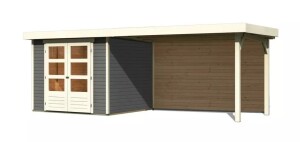 Product detail of Dřevěný domek KARIBU ASKOLA 3,5 + přístavek 280 cm včetně zadní stěny (9150) šedý LG3251