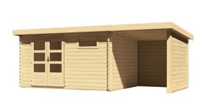 Product detail of Dřevěný domek KARIBU BASTRUP 8 + přístavek 200cm včetně zadní a boční stěny (78676) natur LG3031