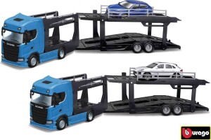 Product detail of Bburago 1:43 Kamion Multicar Carrier Scania 770S Black + Lamborghini Urus