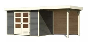 Product detail of Dřevěný domek KARIBU ASKOLA 4 + přístavek 240 cm včetně zadní stěny (9178) šedý LG3259