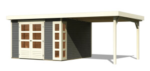 Product detail of Dřevěný domek KARIBU KERKO 6 + přístavek 240 cm (38732) šedý LG2998