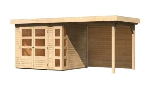 Product detail of Dřevěný domek KARIBU KERKO 3 + přístavek 240 cm včetně zadní stěny (9185) natur LG2954