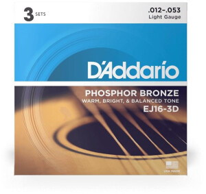 Product detail of D'Addario EJ16-3D Phosphor Bronze Light .012 - .053 - 3ks