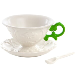 Product detail of Šálek na čaj I-WARES, s podšálkem a lžičkou, zelená, Seletti