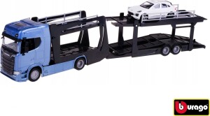 Product detail of Bburago 1:43 Kamion Multicar Carrier Scania 770S Blue + Porsche Macan