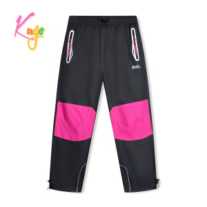 Product detail of Dívčí šusťákové kalhoty - KUGO SK7740, tmavě šedá / růžové zipy Barva: Šedá, Velikost: 152