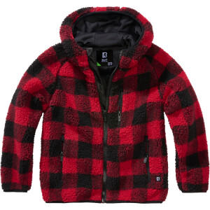 Product detail of Brandit Bunda dětská Kids Teddyfleece Jacket Hooded červená | černá 158/164