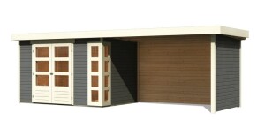 Product detail of Dřevěný domek KARIBU KERKO 4 + přístavek 280 cm včetně zadní a boční stěny (82947) šedý LG2980
