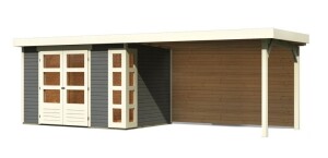 Product detail of Dřevěný domek KARIBU KERKO 4 + přístavek 280 cm včetně zadní stěny (9192) šedý LG2978