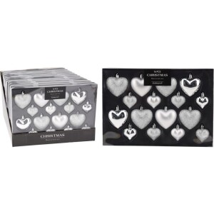 Product detail of HOMESTYLING Vánoční ozdoby srdce sada 16 ks stříbrná KO-CAN302810