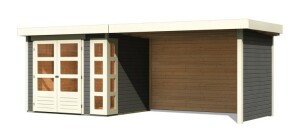 Product detail of Dřevěný domek KARIBU KERKO 3 + přístavek 280 cm včetně zadní a boční stěny (82939) šedý LG2963
