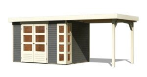 Product detail of Dřevěný domek KARIBU KERKO 4 + přístavek 240 cm (82941) šedý LG2969