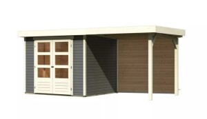 Product detail of Dřevěný domek KARIBU ASKOLA 3 + přístavek 240 cm včetně zadní stěny (9171) šedý LG3232