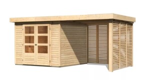 Product detail of Dřevěný domek KARIBU ASKOLA 3,5 + přístavek 240 cm včetně zadní a boční stěny (9147) natur LG3248