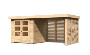 Product detail of Dřevěný domek KARIBU ASKOLA 2 + přístavek 280 cm včetně zadní a boční stěny (9169) natur LG3225