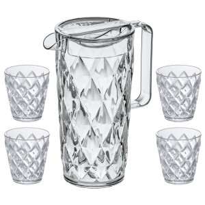 Product detail of Plastová sklenice CRYSTAL 250 ml, 1,6 l, sada 5 ks, se džbánem, křišťálově čirá, Koziol