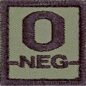 Product detail of Nášivka: Krevní skupina 0 NEG olivová | černá