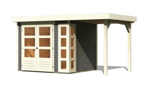 Product detail of Dřevěný domek KARIBU KERKO 3 + přístavek 150 cm (23515) šedý LG2951
