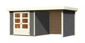 Product detail of Dřevěný domek KARIBU ASKOLA 3,5 + přístavek 240 cm včetně zadní a boční stěny (9146) šedý LG3247