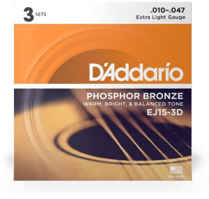Product detail of D'Addario EJ15-3D Phosphor Bronze Extra Light - .010 - .047