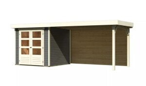 Product detail of Dřevěný domek KARIBU ASKOLA 2 + přístavek 280 cm včetně zadní stěny (9168) šedý LG3219