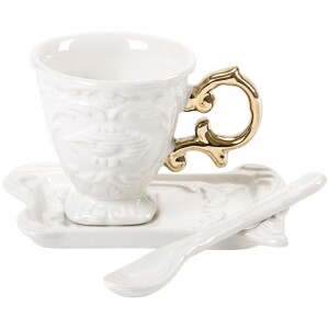 Product detail of Šálek na čaj I-WARES, s podšálkem a lžičkou, zlatá, Seletti