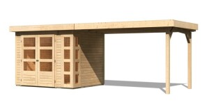 Product detail of Dřevěný domek KARIBU KERKO 3 + přístavek 280 cm (82936) natur LG2958
