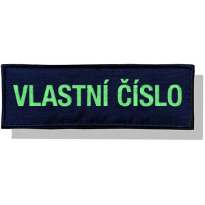 Product detail of Nášivka: SLUŽEBNÍ ČÍSLO - Záchranná služba tmavěmodrá - reflexní zelená