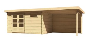 Product detail of Dřevěný domek KARIBU BASTRUP 8 + přístavek 300 cm včetně zadní stěny (9318) natur LG3032