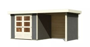 Product detail of Dřevěný domek KARIBU ASKOLA 3 + přístavek 240 cm včetně zadní a boční stěny (82923) šedý LG3235