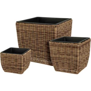 Product detail of PROGARDEN Sada květináčů čtvercových 3 ks polyratan KO-VN8000410