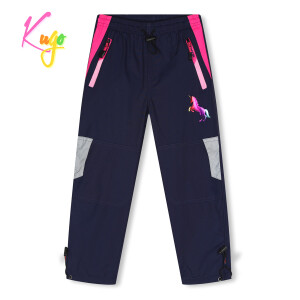 Product detail of Dívčí šusťákové kalhoty, zateplené - KUGO DK7128, tmavě modrá/ růžové zipy Barva: Modrá tmavě, Velikost: 98