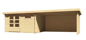 Product detail of Dřevěný domek KARIBU BASTRUP 8 + přístavek 400cm včetně zadní a boční stěny (9320) natur LG3037