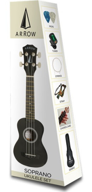 Product detail of Arrow PB10 BK Soprano Ukulele - Black SET