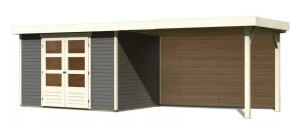Product detail of Dřevěný domek KARIBU ASKOLA 4 + přístavek 280 cm včetně zadní stěny (9181) šedý LG3268
