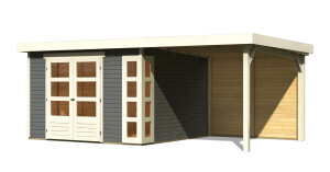 Product detail of Dřevěný domek KARIBU KERKO 6 + přístavek 240 cm včetně zadní stěny (38734) šedý LG3000