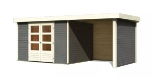 Product detail of Dřevěný domek KARIBU ASKOLA 5 + přístavek 240 cm včetně zadní a boční stěny (9157) šedý LG3278