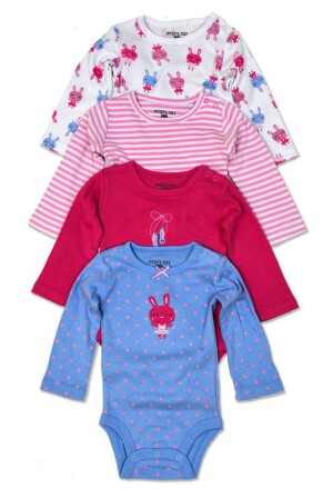 Product detail of body kojenecké 4pack, s dlouhým rukávem, Pidilidi, PD1003, holka - 68/74 | 6-9m