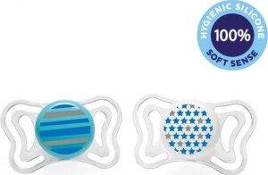 Product detail of CHICCO Šidítko Physio Light silikonové chlapec - proužek/hvězdy 2 ks, 6-16 m+