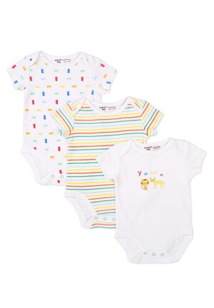Product detail of Body kojenecké 3pack, Minoti, Smiling 8, bílá - 56/62 | 0-3m