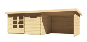 Product detail of Dřevěný domek KARIBU BASTRUP 8 + přístavek 300cm včetně zadní a boční stěny (78677) natur LG3035