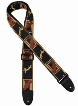 Product detail of Fender Jackquard Monogrammed Strap Black / Yellow Brown