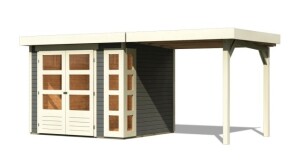 Product detail of Dřevěný domek KARIBU KERKO 3 + přístavek 240 cm (82933) šedý LG2953